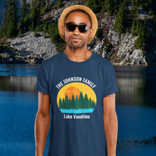 ファミリーレイクトリップキュートカスタマイズサンセット Tシャツ