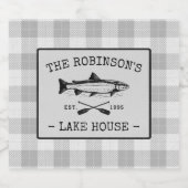 ファミリーレイクハウスオアーズフィッシュホワイトプレイドラベル リキュールボトルラベル (シングルラベル)