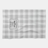 ファミリーレイクハウスオアーズフィッシュ素朴ホワイトプレイド キッチンタオル (横)