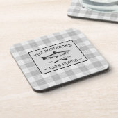 ファミリーレイクハウスオアーズフィッシュ素朴ホワイトプレイド コースター (左側)