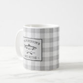 ファミリーレイクハウスオアーズフィッシュ素朴ホワイトプレイド コーヒーマグカップ (正面左)