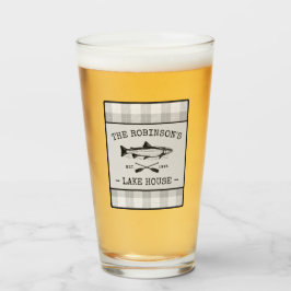 ファミリーレイクハウスオアーズフィッシュ素朴ホワイトプレイド タンブラーグラス