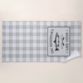 ファミリーレイクハウスオアーズフィッシュ素朴ホワイトプレイド ビーチタオル (正面)