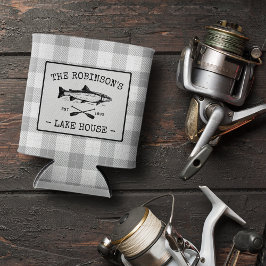 ファミリーレイクハウスオアーズフィッシュ素朴ホワイトプレイド 缶クーラー