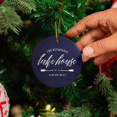 ファミリーレイクハウスコースト航海のネイビーブルーオール セラミックオーナメント