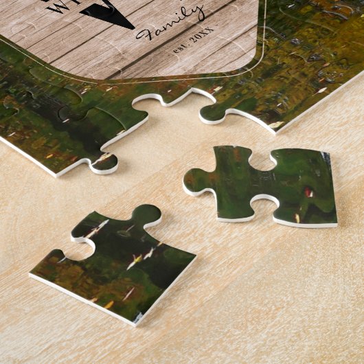 ファミリーレイクハウスフォトモノグラムキープサケ素朴ー ジグソーパズル (側面)