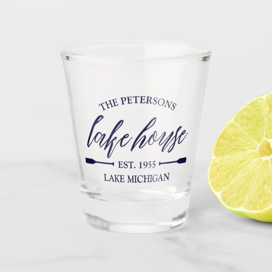 ファミリーレイクハウスレンタル航海のカスタムデコール ショットグラス (正面)