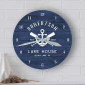 ファミリーレイクハウス航海のネイビーブルーいかりオール ラウンド壁時計