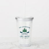 ファミリーレイクハモダンウス素朴ボートオアールパインツリー アクリルタンブラー (正面)