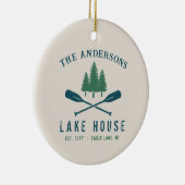 ファミリーレイクハモダンウス素朴ボートオアールパインツリー セラミックオーナメント (右)