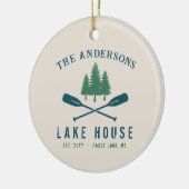 ファミリーレイクハモダンウス素朴ボートオアールパインツリー セラミックオーナメント (左)