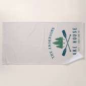 ファミリーレイクハモダンウス素朴ボートオアールパインツリー ビーチタオル (正面)