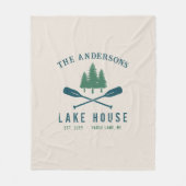 ファミリーレイクハモダンウス素朴ボートオアールパインツリー フリースブランケット (正面)