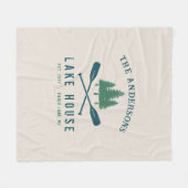 ファミリーレイクハモダンウス素朴ボートオアールパインツリー フリースブランケット (正面(横))