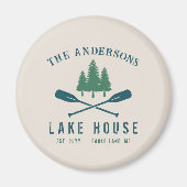 ファミリーレイクハモダンウス素朴ボートオアールパインツリー マグネット (正面)