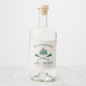 ファミリーレイクハモダンウス素朴ボートオアールパインツリー リキュールボトルラベル (正面)