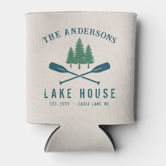 ファミリーレイクハモダンウス素朴ボートオアールパインツリー 缶クーラー (正面)