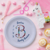 ファミリーレウノンレトロタイ染料レターBモノグラム ペーパープレート (パーティー)