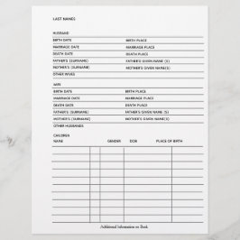 ファミリーレコード系図学充填可能型枠テンプレート