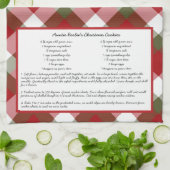 ファミリーレシピキープサケレッドグリーンプレイドホリデイ キッチンタオル (折り畳み)