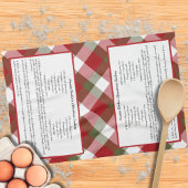 ファミリーレシピキープサケレッドグリーンプレイドホリデイ キッチンタオル