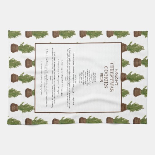 ファミリーレシピクリスマスツリーホリデーキープサケ キッチンタオル (横)