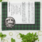 ファミリーレシピグリーンギンガムホリデーヴィンテージ写真 キッチンタオル (折り畳み)