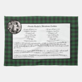 ファミリーレシピグリーンギンガムホリデーヴィンテージ写真 キッチンタオル (横)