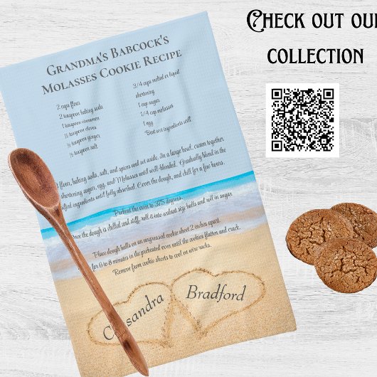 ファミリーレシピブライドハートブルービーチ結婚式ティー キッチンタオル