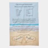 ファミリーレシピブライドハートブルービーチ結婚式ティー キッチンタオル (縦)