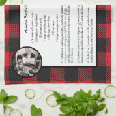 ファミリーレシピホリデーキープサケレッドバッファロープレイド キッチンタオル (折り畳み)