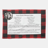 ファミリーレシピホリデーキープサケレッドバッファロープレイド キッチンタオル (横)