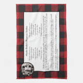 ファミリーレシピホリデーキープサケレッドバッファロープレイド キッチンタオル (縦)