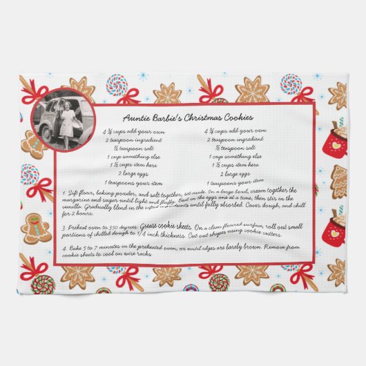 ファミリーレシピホリデーベーキングクリスマスクッキー キッチンタオル (横)