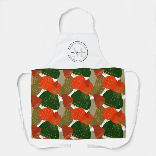 ファミリーレシピモノグラム抽象芸術クリスマス エプロン (正面)