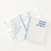 ファミリーレシピレトロヴィンテージ王室のタイポグラフィブルー ノートブック (内部)