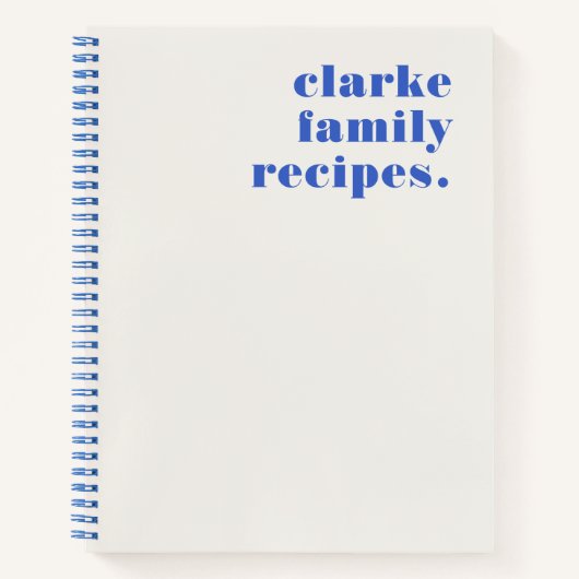 ファミリーレシピレトロヴィンテージ王室のタイポグラフィブルー ノートブック (正面)