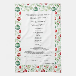 ファミリーレシピ家宝文字クリスマスオーナメント キッチンタオル