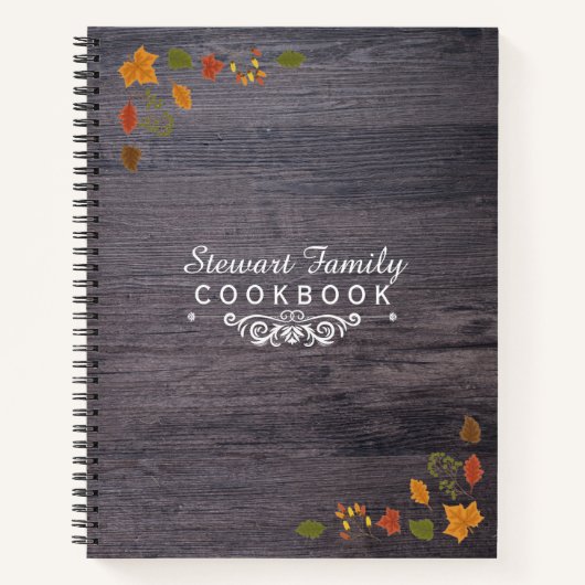 ファミリーレシピ料理素朴帳ウッド紅葉 ノートブック (正面)