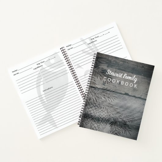 ファミリーレシピ料理素朴書ウッドピネコーン ノートブック (内部)