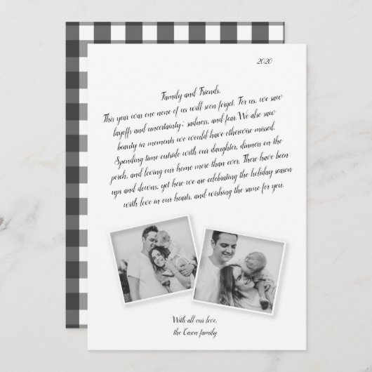 ファミリーレタースクリプトコロナウイルスホリデーカード 案内状 (正面/裏面)