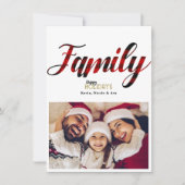ファミリーレッドプレイドクリスマスホリデーフォトカード 招待状 (正面)