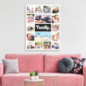 ファミリーレトロタイポグラフィフォトコラージュ16写真 キャンバスプリント (インサイチュ (リビング))