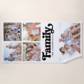 ファミリーレトロタイポグラフィフォトコラージュ ビーチタオル (正面)