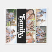 ファミリーレトロタイポグラフィフォトコラージュ フリースブランケット (正面(横))