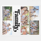 ファミリーレトロタイポグラフィフォトコラージュ フリースブランケット (正面(横))