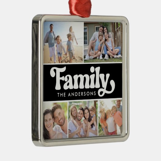 ファミリーレトロタイポグラフィフォトコラージュ メタルオーナメント (右)