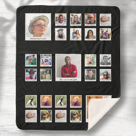 ファミリーレトロフォトコラージュ シェルパブランケット