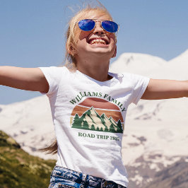 ファミリーロードトリップマウンテンズサンセットカスタム女子 Tシャツ