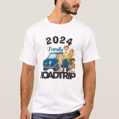 ファミリーロードトリップ2025、漫画スタイル、カスタム Tシャツ (正面)
